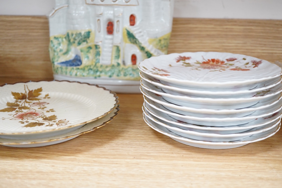A collection of Spode Jewel plates, 27cm diameter, two Limoges plates, a Staffordshire flat back and floral side plates